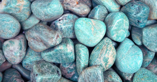 Amazonite gemstones, known as the stone of courage and truth, promoting emotional balance, communication, and inner strength.
