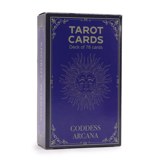 Box of Tarot Cards with a sun and moon design on a white background